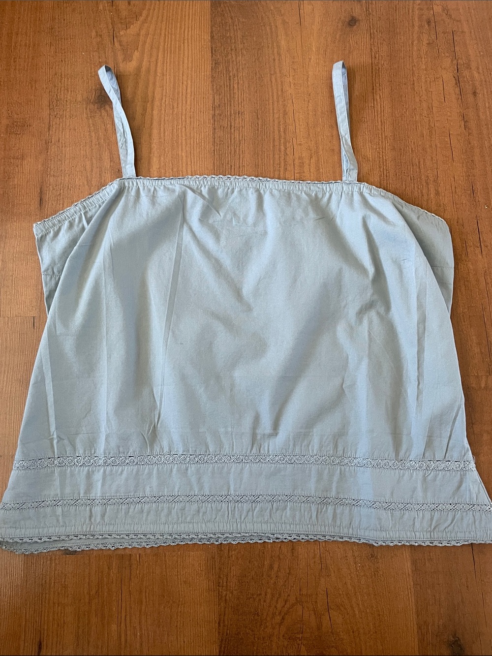 Xhilaration Light Blue Spaghetti Strap Top with Crochet Trim